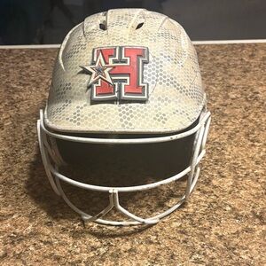 Kids Camo Baseball Helmet with Red Logo